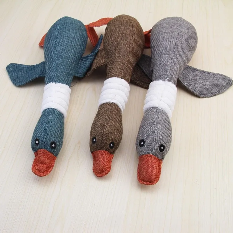 

Pet dog toy sounding toy denim linen big goose 31cm bite resistant simulation dog toy big goose flying south