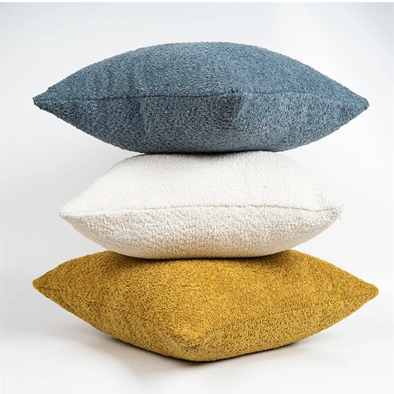 

1Pc Cushion Cover Nordic Style Imitation Lamb Wool Solid Color Throw Pillowcase 45x45cm Home Decor Soft Plush fundas para cojine