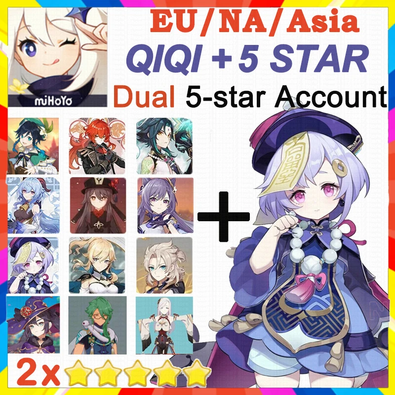 

Double 5star QIQI Account Genshin Impact Account Dual 5-star Traveler 2 * 5 Star Account Hutao Xiao Venti Jean Mona Diluc Keqing
