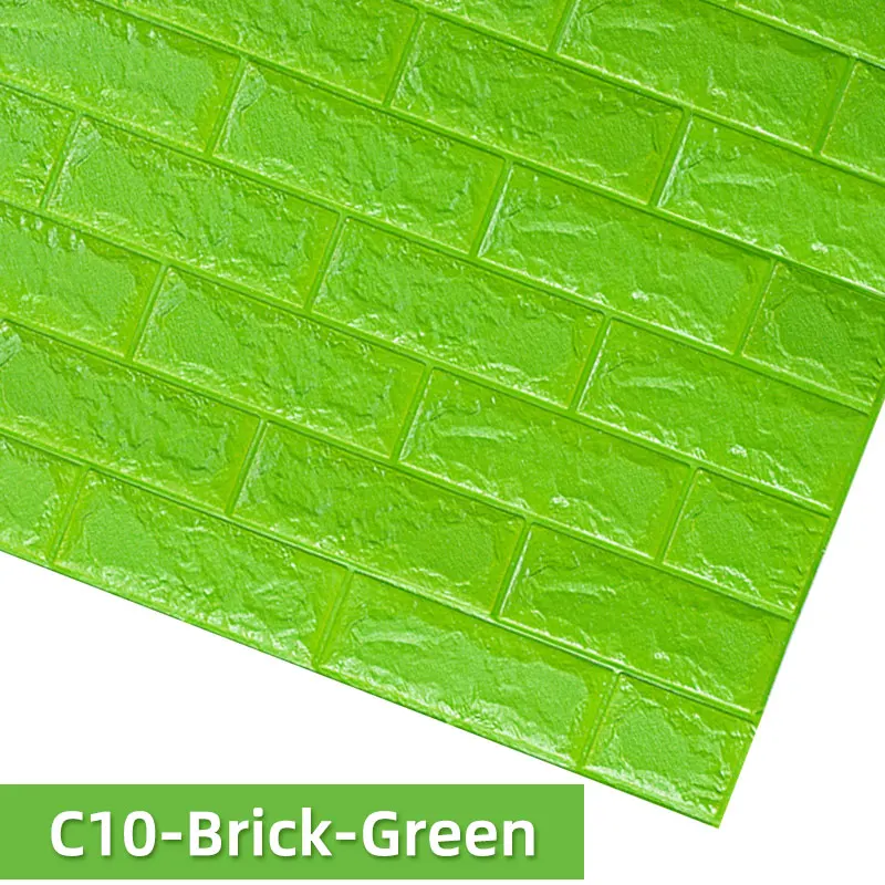 C10-Brick-Green Kaguyahime DIY Wall Stickers Self-Adhesive Decor Wallpaper For Kids Room Kitchen Bedroom Waterproof Sticker 3D Wallpaper Brick - Цвет: C10-Brick-Green
