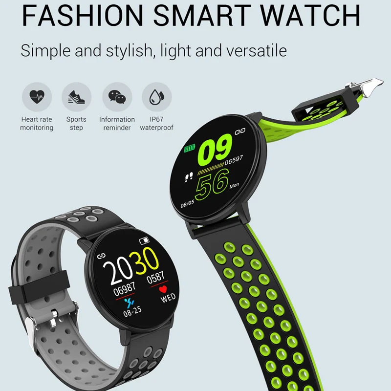 Фитнес браслет с пульсометром и тонометром водонепроницаемый смарт Ip67 для