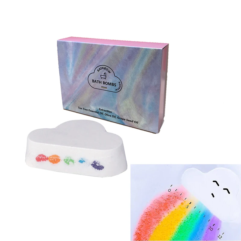 

Rainbow Bath Salt Handmade Girlish Skin-friendly Bomb Bubble Massage SPA Soft Bath Salt Moisturizing Soap Color Box Packaging