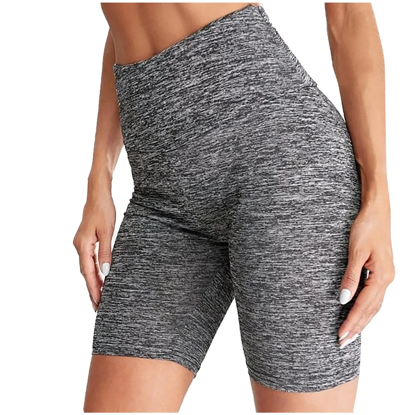 

Новые спортивные шорты для фитнеса, женские летние однотонные велосипедные шорты с эластичной завышенной талией, бесшовные тренировочные ...