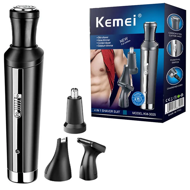 Перезаряжаемый триммер 4 в 1 для носа бороды мужчин Машинка удаления волос носу и