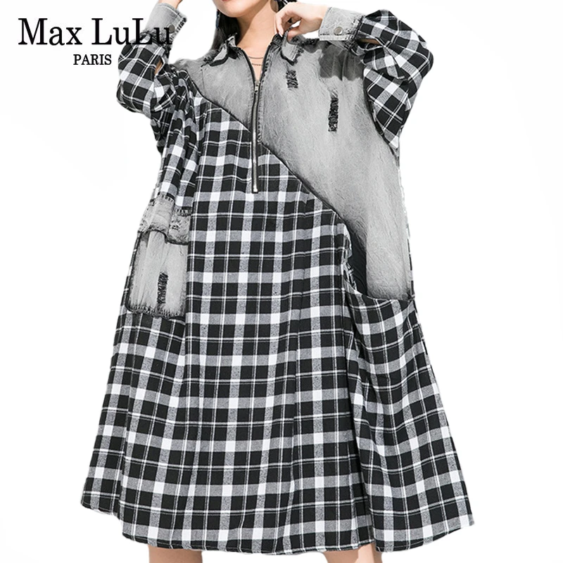 Max LuLu 2020 новые модные весенние уличные Женские винтажные клетчатые платья