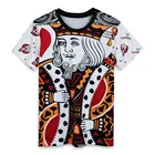 2021 цветная печать, футболка для мальчиков с надписью модная игральных карт узор пуловер с О-образным вырезом, мужские негабаритные 3D футболка