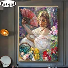 Европейская женщина 5d сделай сам, алмазная живопись, настенное искусство, Декор, картина маслом, цветок, вышивка крестиком, хобби, Алмазная мозаика, вышивка