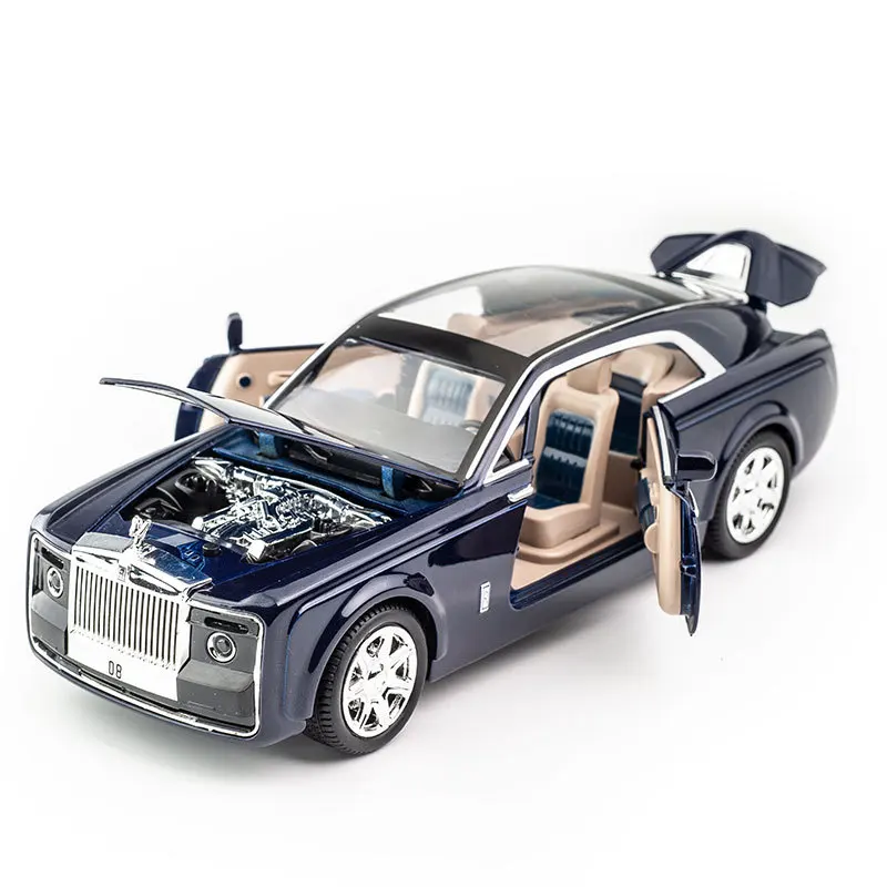 

1:24 Rolls Royce Sweptai Alloy Sports Model Black Diecast Lift Tail Super Racing Rubber Pull-Back Vehicle Car Wheel For Children