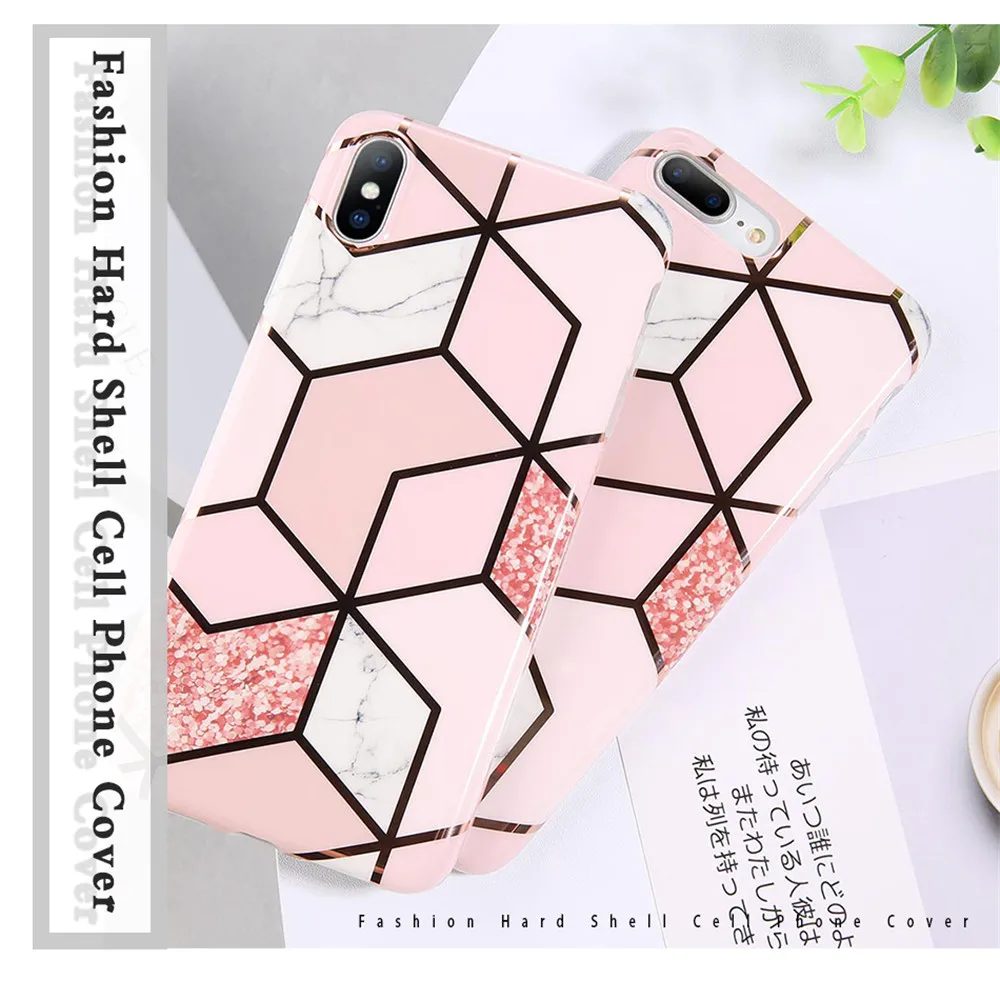 Чехлы для телефонов Lovebay с геометрическим мрамором и текстурой для iPhone 11 Pro XR XS Max 7 8 Plus X Мягкая IMD чистая Гальваническая задняя крышка в подарок