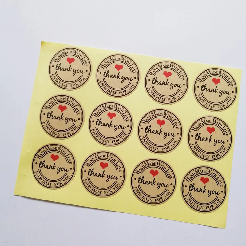 

120pcs Brown Kraft Paper Diameter 35mm Circle THANK YOU Sticker