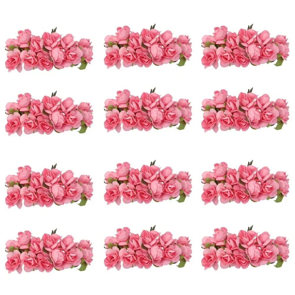 

144pcs Mini Paper Rose Flower for Craft Wedding Favor - Pink