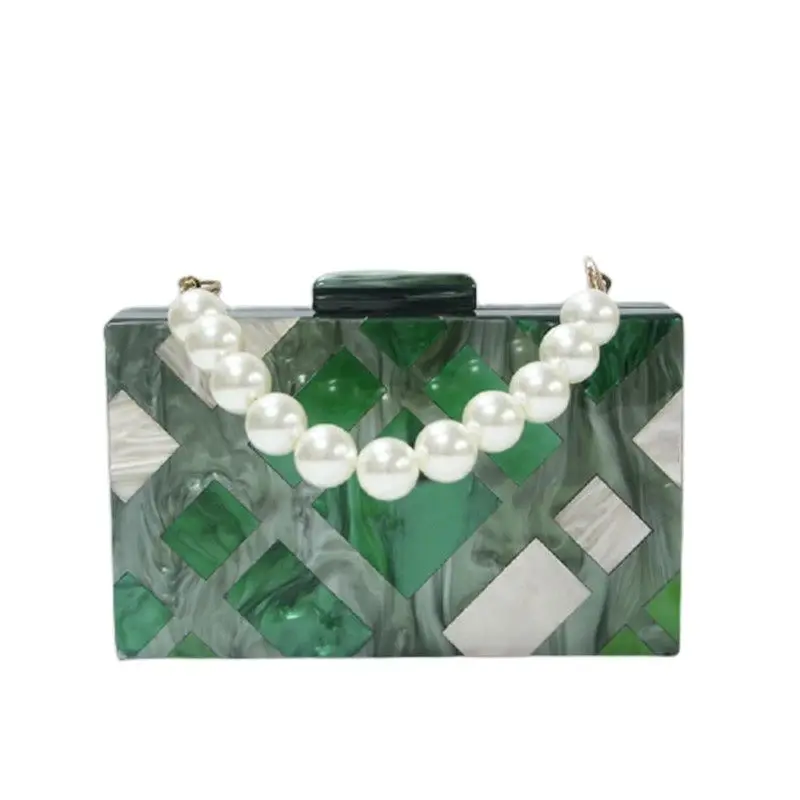 Акриловый женский клатч с жемчугом Женская сумочка Длинные кошельки мобильный