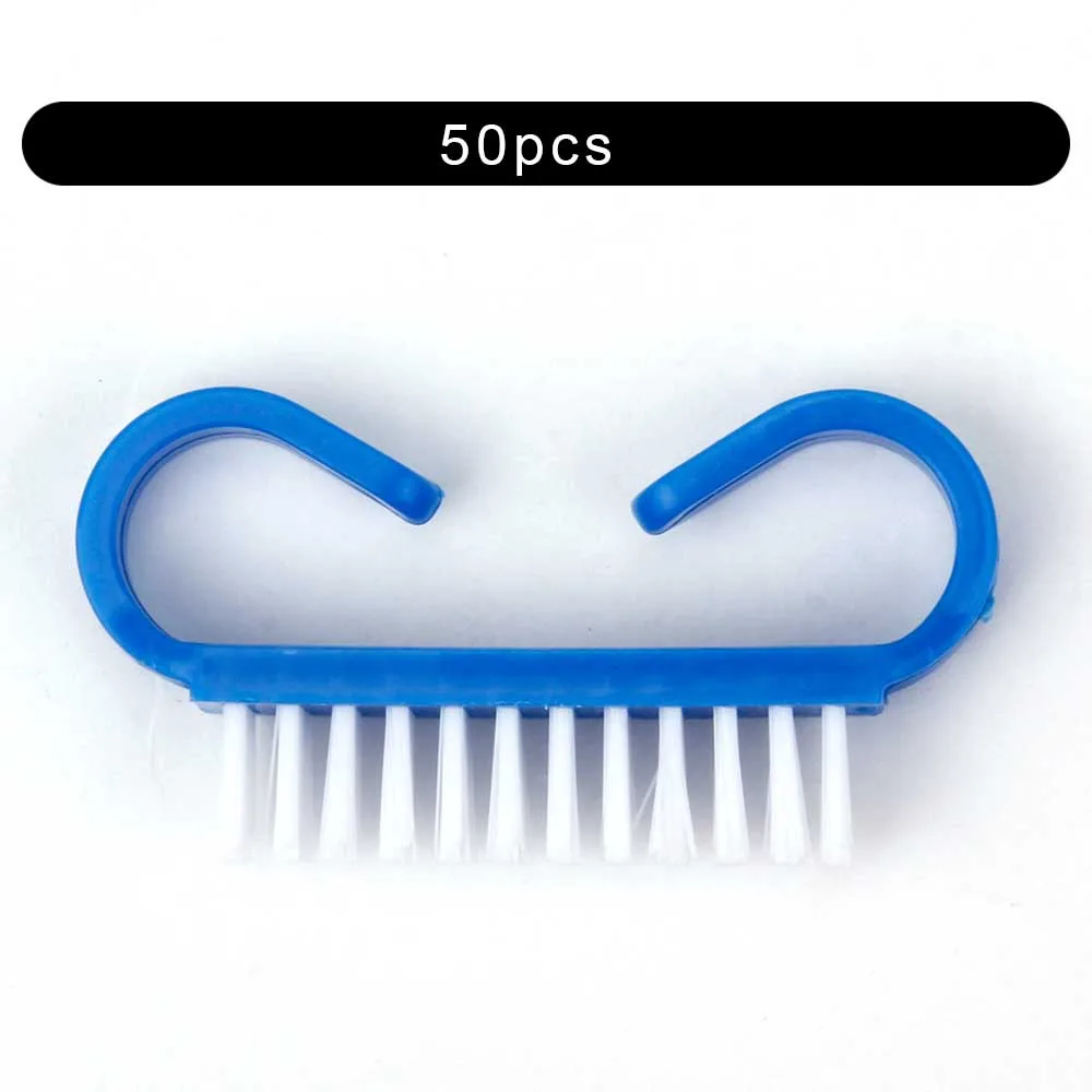 50pcs Solid Blue 10/50/100 шт щеточка для чистки ногтей ручка Нейл-арт маникюра и педикюра, инструмент Пластик УФ-гель для ногтей для удаления для очистки от пыли Уход Макияж стиральная - Цвет: 50pcs Solid Blue