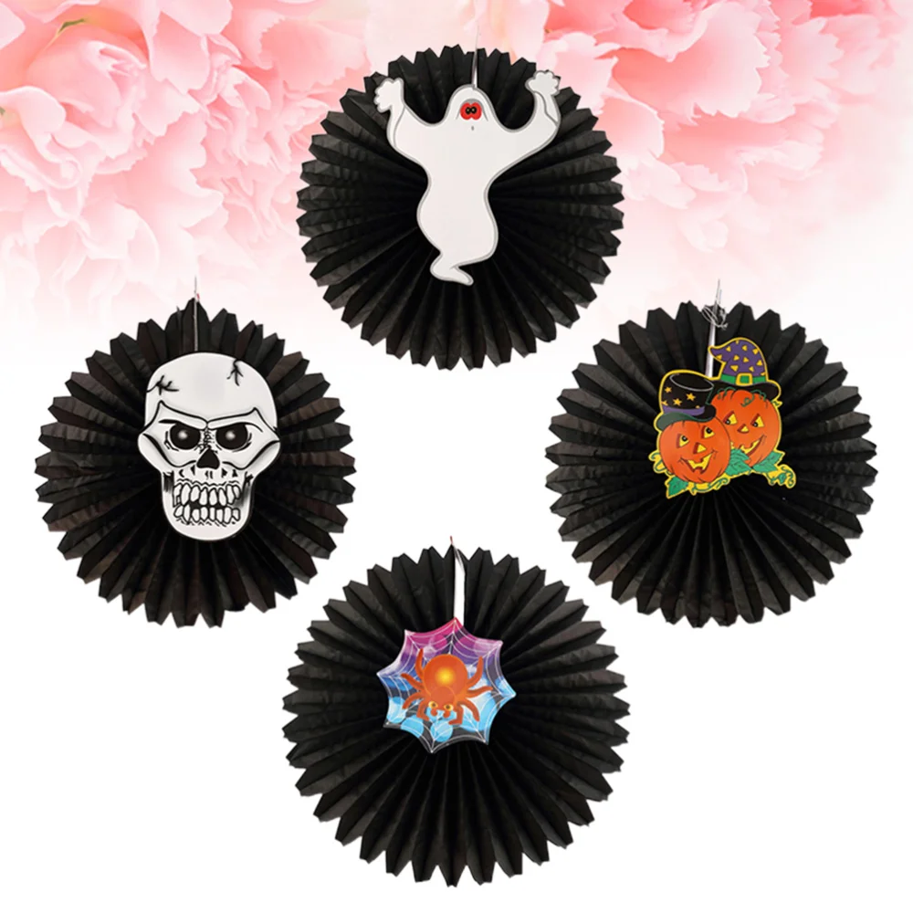 4 шт. бумажный вентилятор для Хэллоуина Складной креативный уникальный орнамент