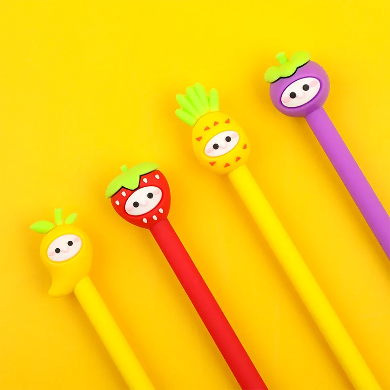 

48 pcs/lot Creative Fruit Gel Pen Cute 0.5 mm black ink Signature Pen School Office writing Supplies Promotional Gift