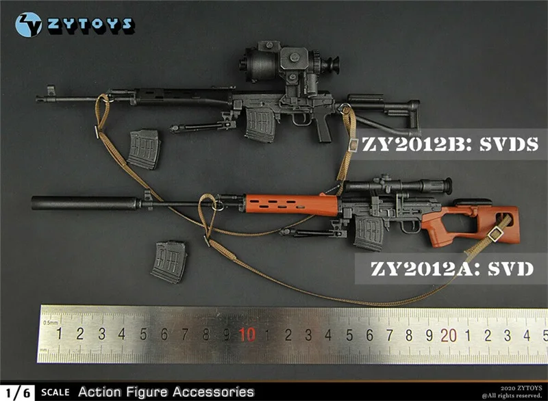 Zybrinquedo zy2012 svd/svds 1/6, arma modelo de brinquedo compatível com 12 ''solidir