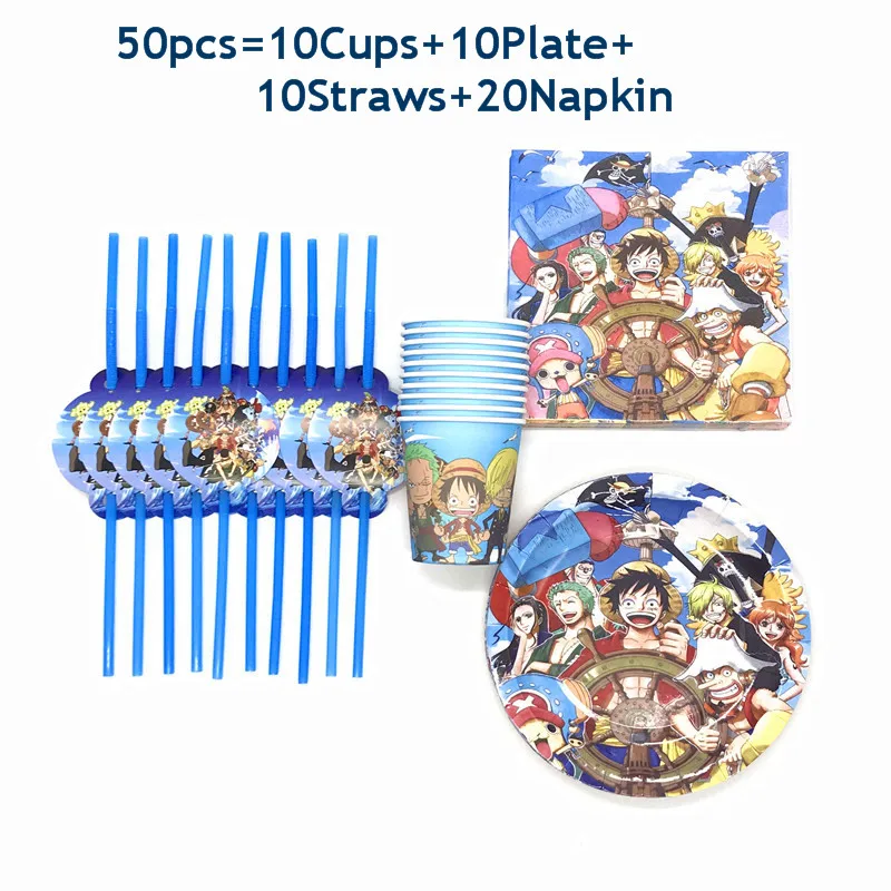 

Anime One Piece Theme birthday Party Disposable Tableware Birthday Decorations Shower Dinnerware Cup Plate Straw Party Supplies