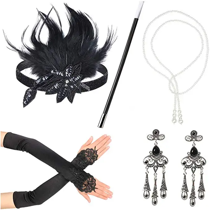 аксессуары для вечеринки в стиле гэтсби. аксессуары для вечернего образа. великий гэтсби аксессуары. гэтсби повязка мундштук. женские аксессуары 1920.