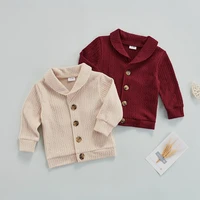 baby girls boys casual solid color sweater coat long sleeve button down collared autumn winter knitted cardigan