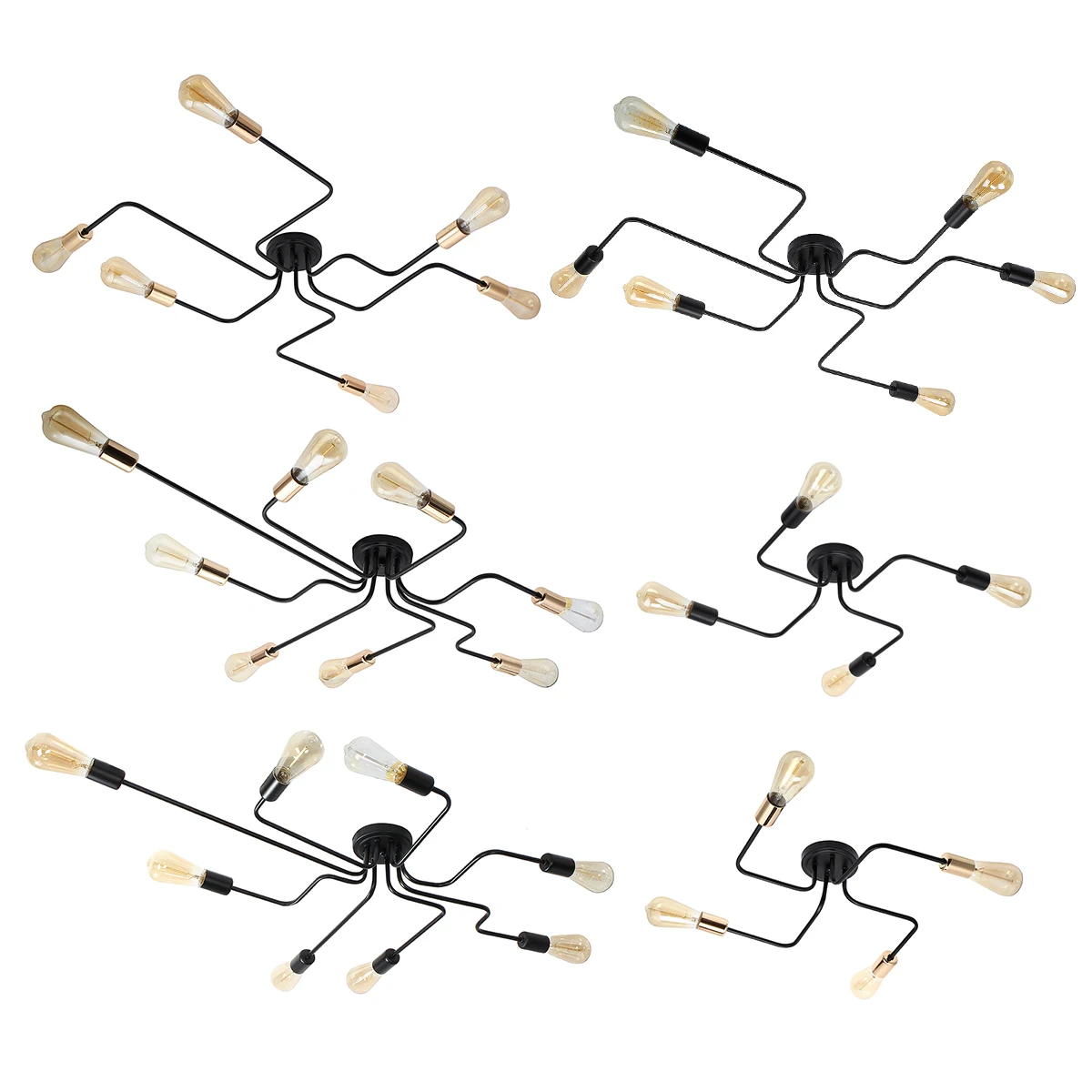 

Retro Iron Chandelier Black/Gold 4/6/8 Sockets Lighting Vintage Spider Chandelier Modern Ceiling Lamp Light Fixture Lighting