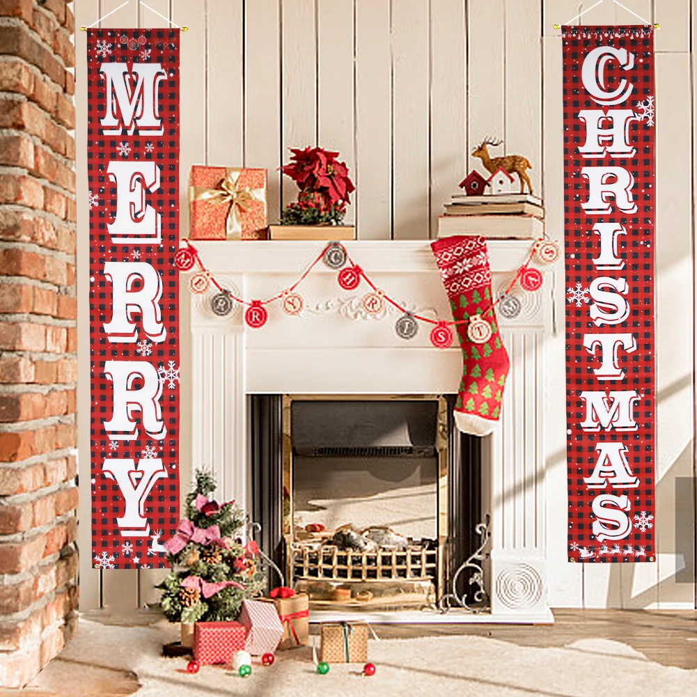 OHEART с Рождеством знак крыльца дверной баннер рождественские украшения для дома