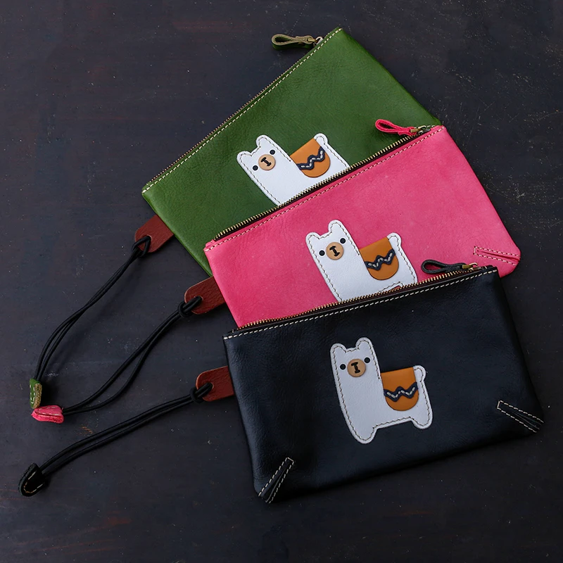 Beste Mooie Designer Lederen Portemonnee Portemonnee Vrouwen Handgemaakte Lederen Dame Coin-Portemonnee Echt Leer Eenvoudige Clutch Rits Handtas