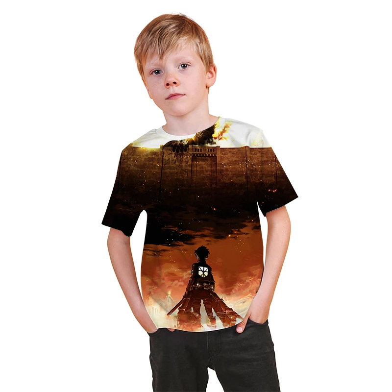 

2021 Anime Final Season Attack on Titan T Shirt Kids Kawaii Summer Tops Titans Attack Graphic Tees Levi Harajuku child Tshirt
