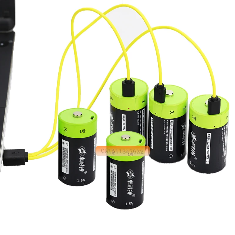 Литий полимерный аккумулятор ZNTER 4000 мАч 2 шт. перезаряжаемые батареи 1 5 в D + 1USB