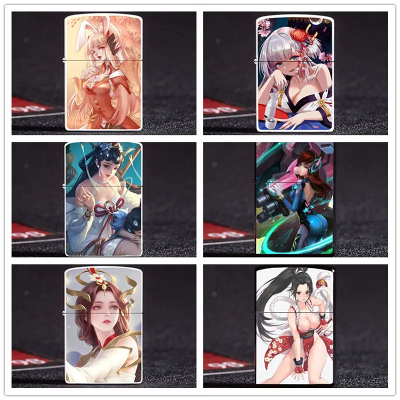 

Creative Kerosene Lighter Metal Sexy Anime Beauty Painted Windproof Lighter Gift for Men Smoking Accessories Gadgets for Men