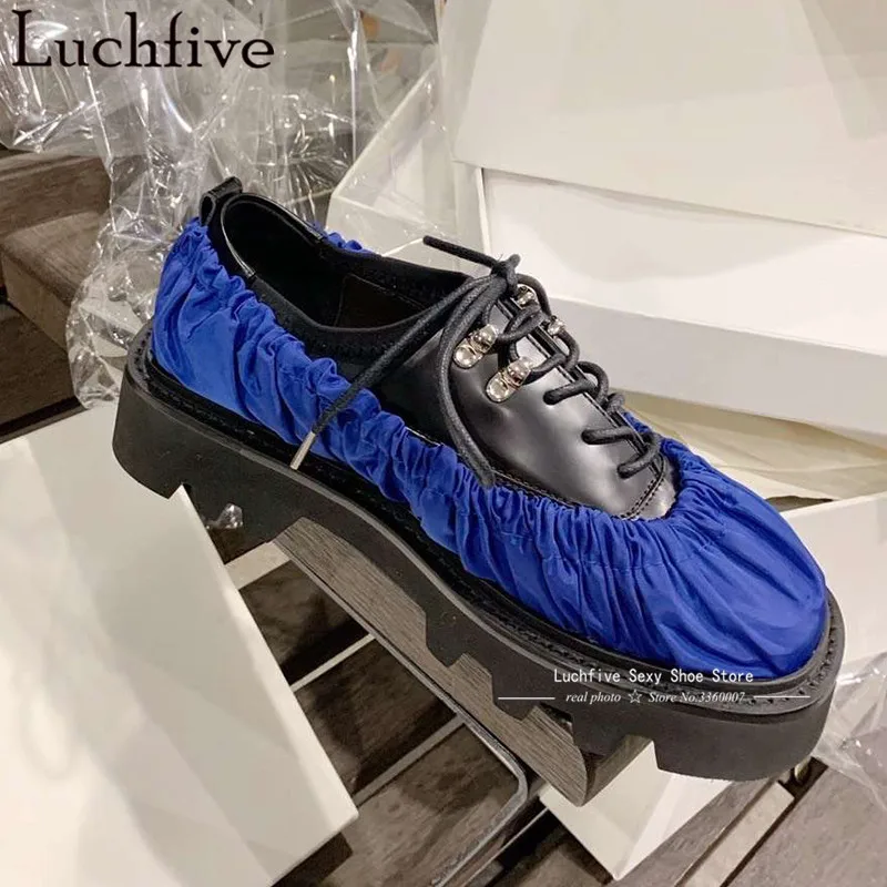 Туфли женские на шнуровке эластичные плоская подошва круглый носок мюли