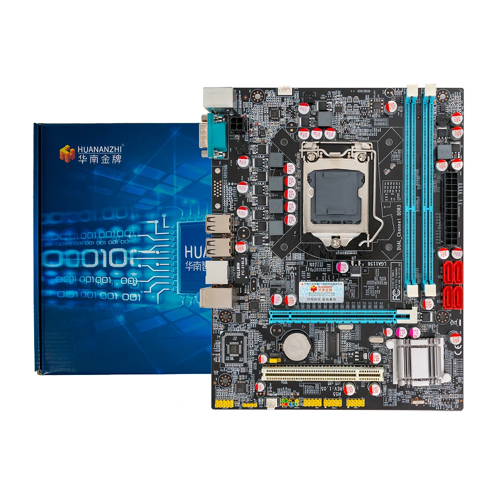 Huanan Zhi P55 M-ATX материнская плата для Intel LGA 1156 i3 i5 i7 DDR3 16 Гб SATA2.0 PCI-E 2,0 230*170 мм