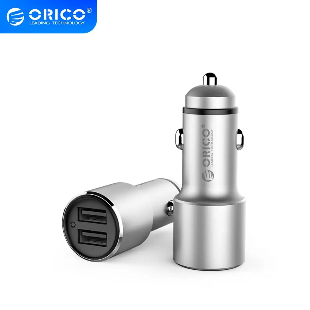 Автомобильное зарядное устройство ORICO 5V 12W Mini Dual USB для быстрой зарядки iPhone Huawei Xiaomi