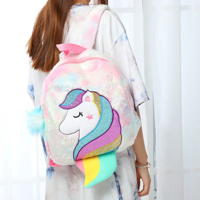 Kid Toy Doll Backpack in Kindergarten Girl Plush Mini Unicorn School Backpack Cartoon Children Bag Primary Kids Gift Book Bag