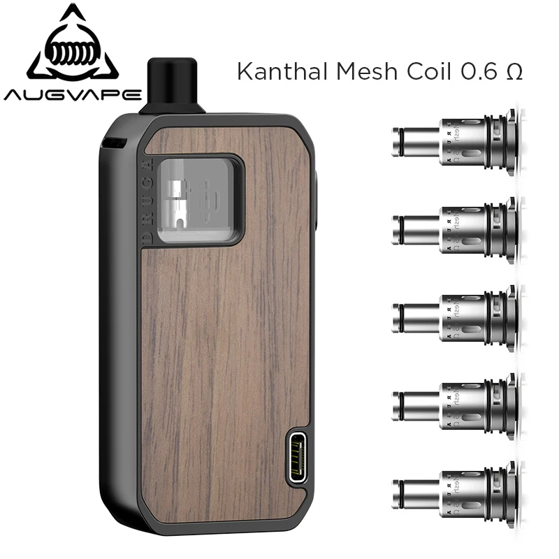 Augvape Druga Narada Pod Vape Kit добавить 5 шт 0.6ом 0.5ом катушка 1100 мАч встроенный аккумулятор 4 3