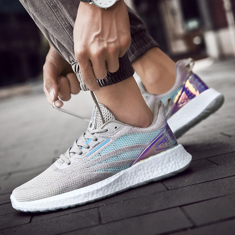 Кроссовки Flywire мужские для бега повседневная Летняя обувь с плетеной подошвой со