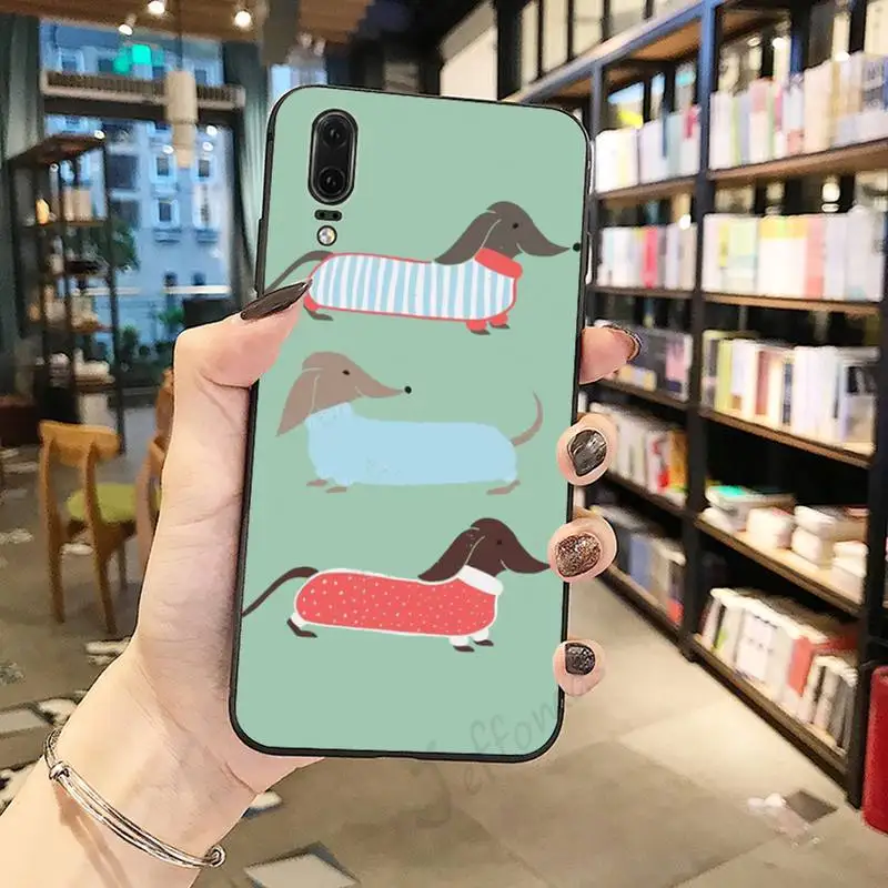 

Cartoon Dachshund Sausage Dog Phone Case For Huawei honor Mate P 10 20 30 40 Pro 10i 9 10 20 8 x Lite