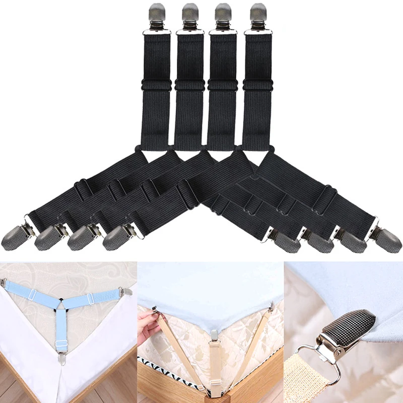 

Fastener Straps Fixing Slip-Resistant Belt Bed Sheet Clips Adjustable Cover Grippers Holder Suspender Cord Hook Loop Clasps Home