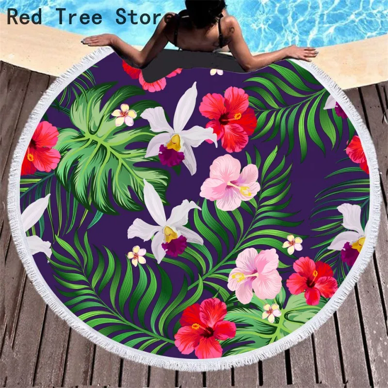 Круглое пляжное полотенце из микрофибры Tessellate Mandala женское летнее дорожное