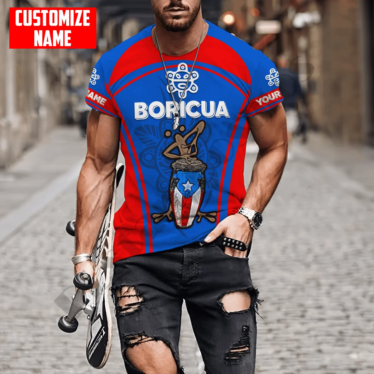 

PLstar Cosmos 3DPrint Puerto Rico Country Flag Frog Art Unique Funny Unique Man/Woman Harajuku Streetwear T-Shirt Short Sleeve 1