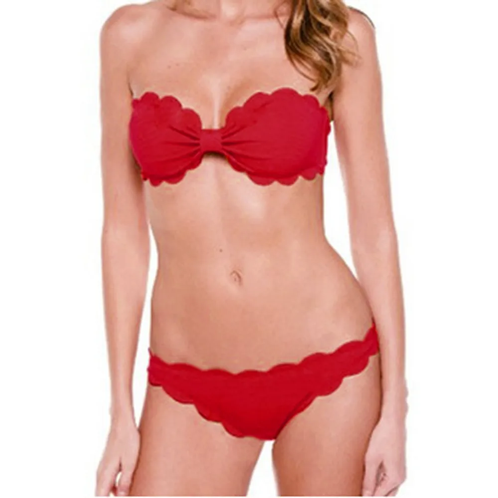 Сексуальный бикини Одноцветный топ труба на бретелях Твердый Чехол Раздельный