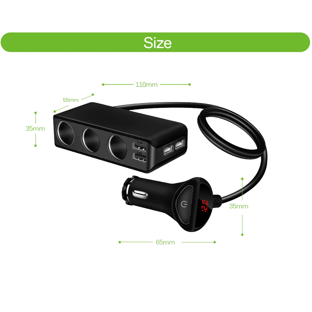 Адаптер выходной мощности 120 Вт 4 USB порта 3 способа|Зажигалка| |