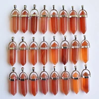 2020 popular natural red onyx bullet shape charms point chakra pendants for jewelry making 24pcslot wholesale free