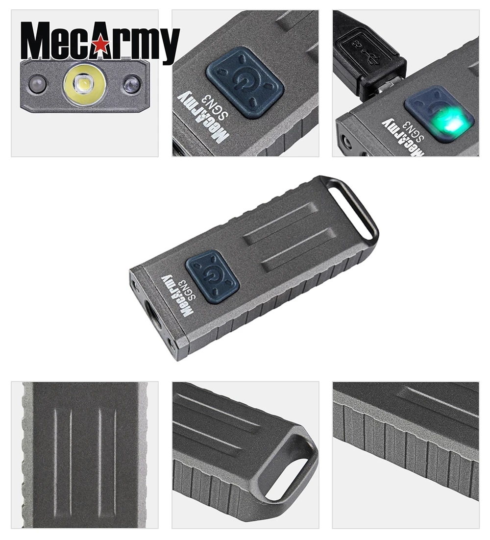 Фонарик MecArmy SGN3 миниатюсветильник ный с зарядкой от USB