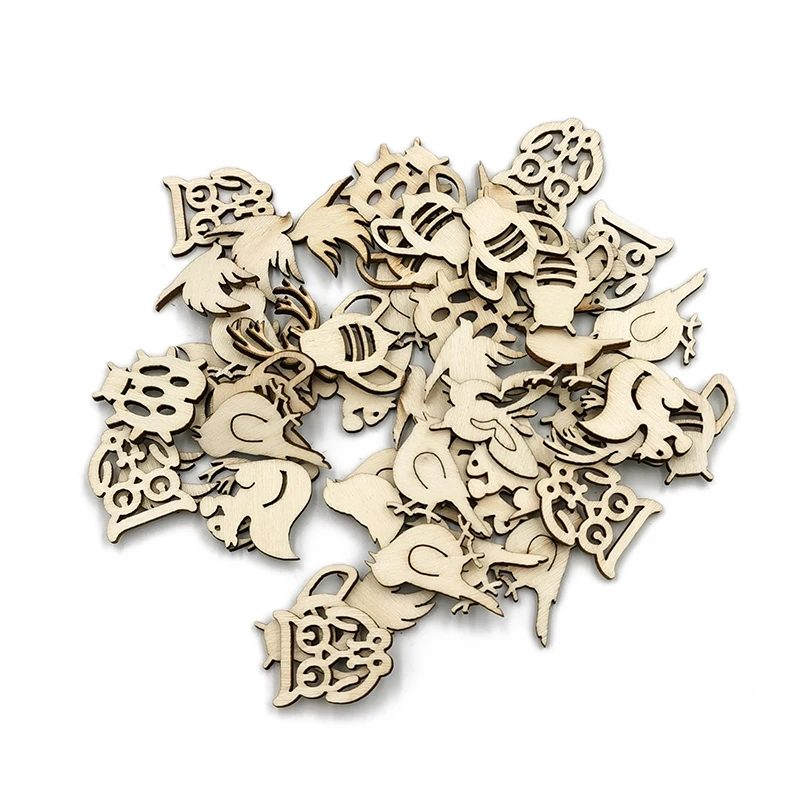 50 шт. деревянные ломтики с цветочным узором | Дом и сад