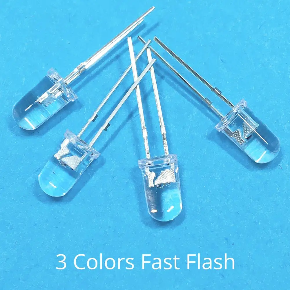 100 шт. 5 мм круглый Быстрый rgb-вспышка 470 Ом резисторы красный зеленый синий
