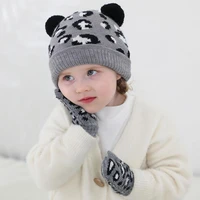 cute 1 set warm thicken ear protection cap gloves warm toddler hat gloves all match for festival