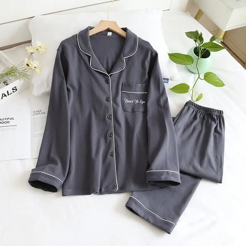 

Autumn 100% Cotton Pajama Set Women Loungewear Homewear Sleepwear Winter Pjs Women Lounge Wear Set Ladies Home Suit