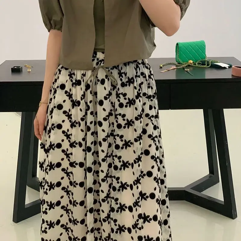 

Vintage High Waist Long Skirt Women Elegant Print Office Skirts Womens Floral Ethnic Skirt Ladies 2021 Korean