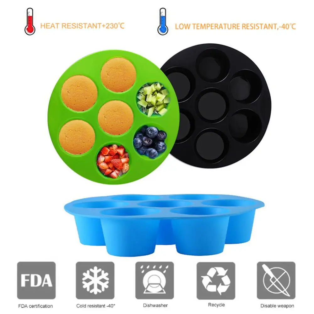 Круглая форма из пищевого силикона с 7 отверстиями для яиц паровой сеткой