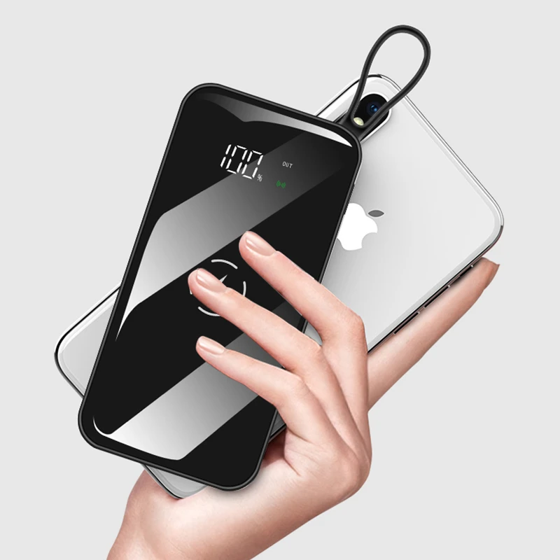 2022.Wireless Power Bank Waterproof Full Screen Portable 10000MAh Dual USB for All Phone Powerbank Fast Charging External